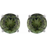 Platinum 6 mm Natural Green Tourmaline Stud Earrings